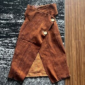 Rust Orange Wrap Vest with Button Detail